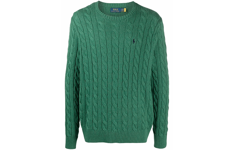 Polo Ralph Lauren  Embroidered Cable-Knit Crewneck Sweater Green. 710775885-029