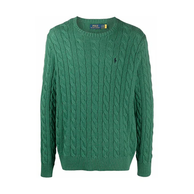 Polo Ralph Lauren Embroidered Cable-Knit Crewneck Sweater Green. 710775885-029