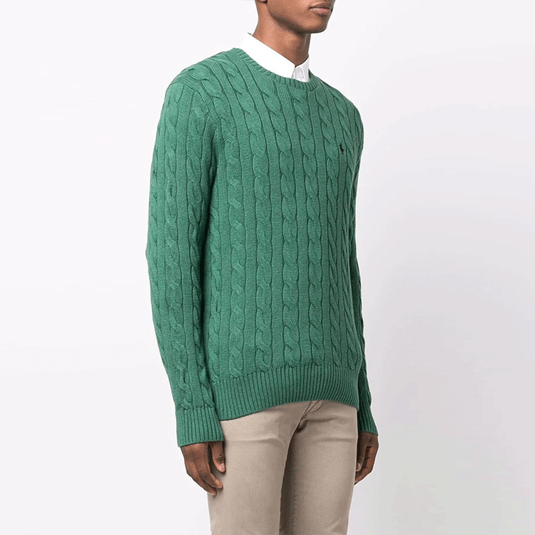 Polo Ralph Lauren  Embroidered Cable-Knit Crewneck Sweater Green. 710775885-029 圖 5