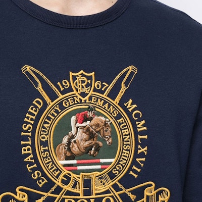 폴로 랄프 로렌 자수 플리스 크루넥 풀오버 - 블루 710823534-001 Details for 폴로 랄프 로렌 자수 플리스 크루넥 풀오버 - 블루 710823534-001