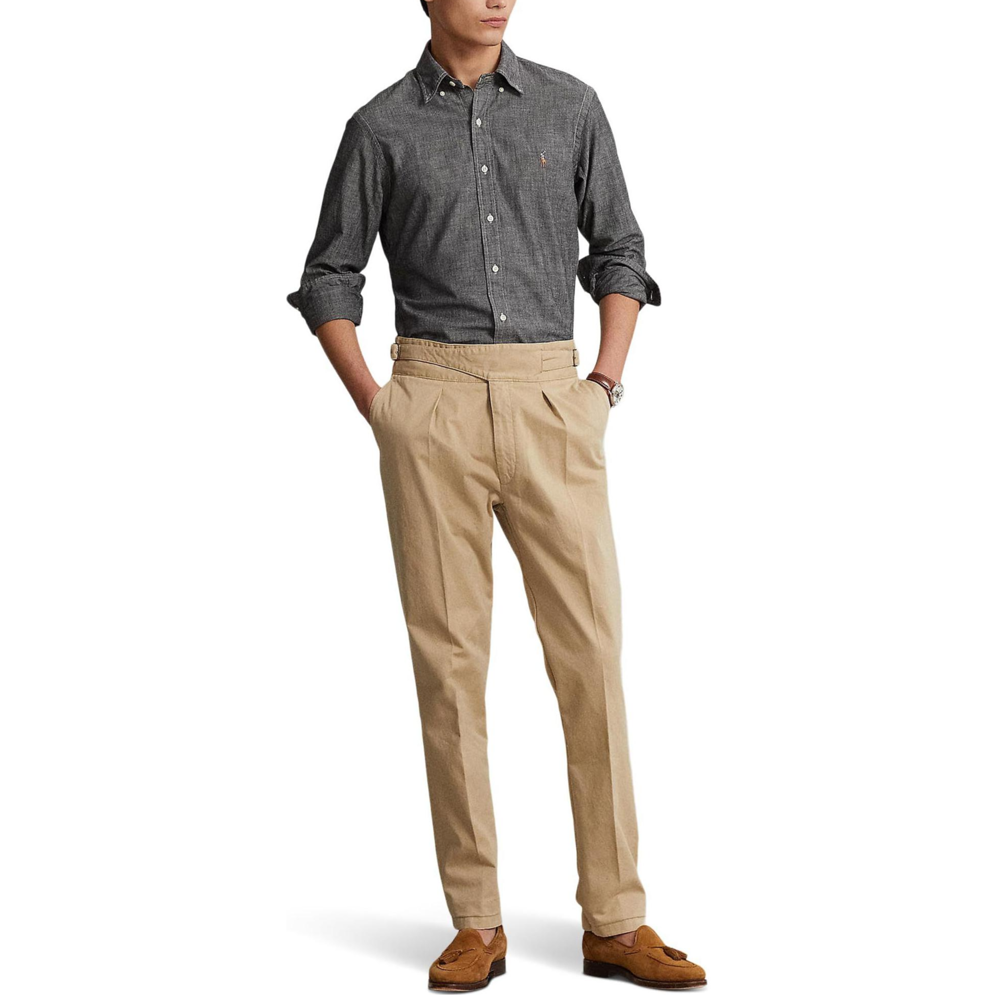 Polo Ralph Lauren  Embroidered Logo Print Long Sleeve Shirt Dark Grey. 710787367-003 圖 4