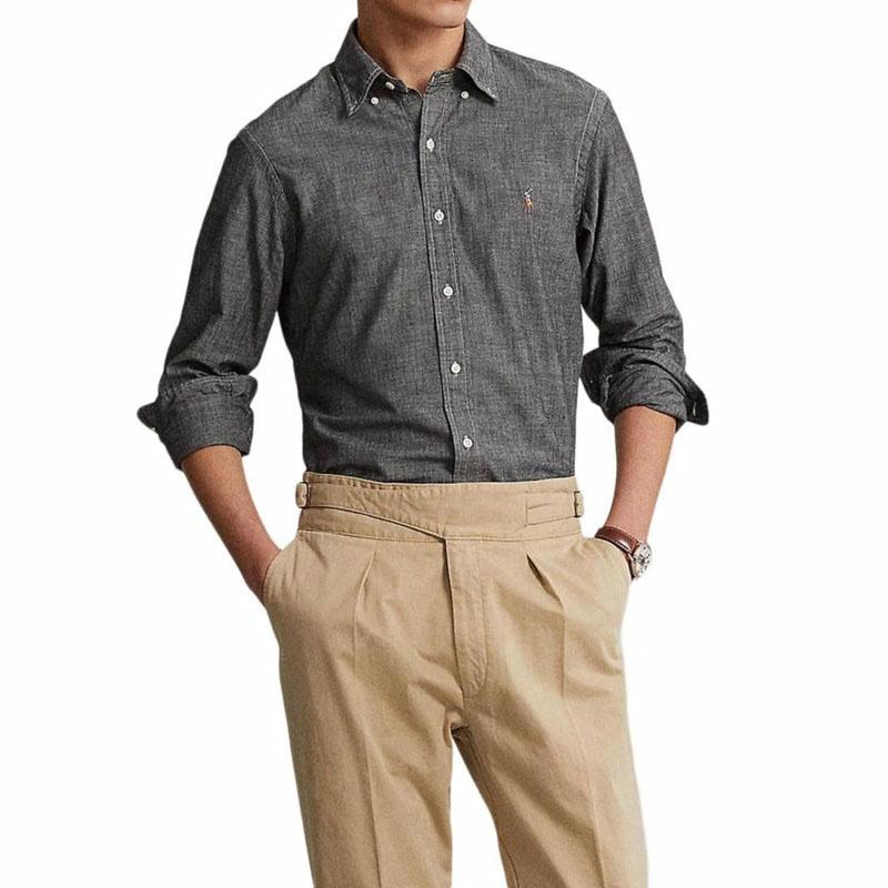 Polo Ralph Lauren  Embroidered Logo Print Long Sleeve Shirt Dark Grey. 710787367-003 圖 5