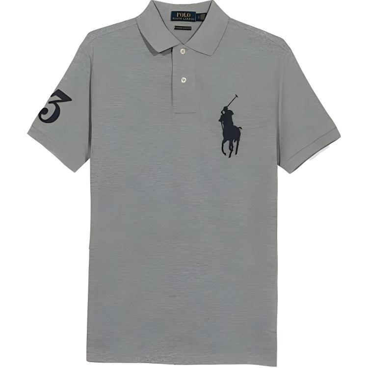 Polo Ralph Lauren  Gray Short Sleeve Polo Shirt with Embroidered Logo. 710907394006