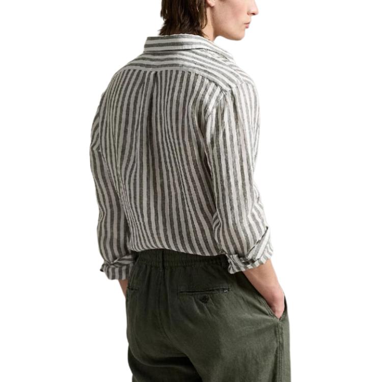 Polo Ralph Lauren  Green Striped Long Sleeve Button-Up Shirt 710969636-001 圖 4
