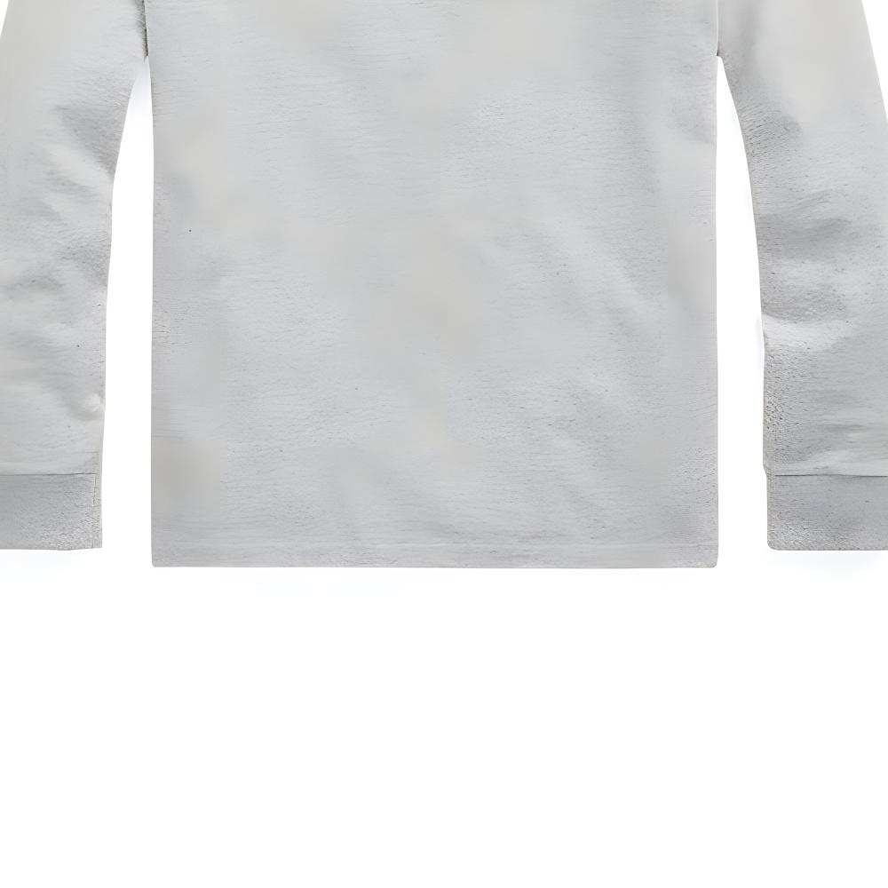 Shop Polo Ralph Lauren 灰色刺繡標誌長袖圓領T恤 MNPOTSH16820166-020