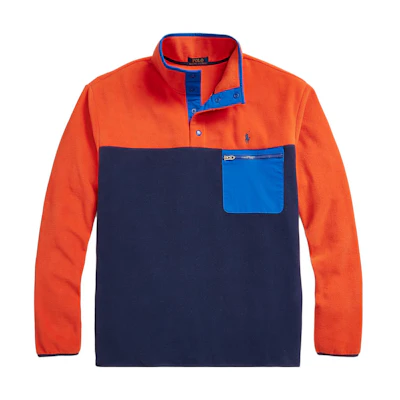 Polo Ralph Lauren Half-Placket Pullover Sweatshirt Blue with Logo Embroidery 710852316-001