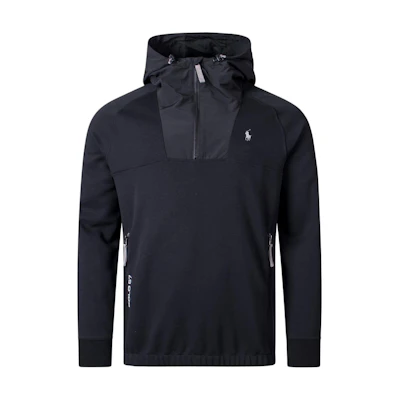 Polo Ralph Lauren Half-Zip Hoodie Jacket with Logo Print in Black. 710900911-001