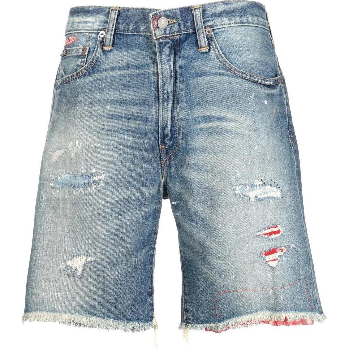 Polo Ralph Lauren  High-Waisted Button Denim Shorts Gradient Blue. 710869716001NOYAC