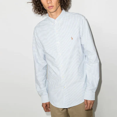 Polo Ralph Lauren Light Blue Striped Button-Up Shirt with Logo Embroidery 710549084-009 Shop Polo Ralph Lauren Light Blue Striped Button-Up Shirt with Logo Embroidery 710549084-009