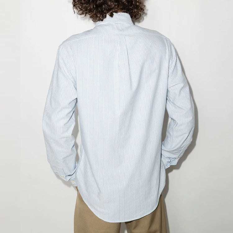 Purchase Polo Ralph Lauren  Light Blue Striped Button-Up Shirt with Logo Embroidery 710549084-009