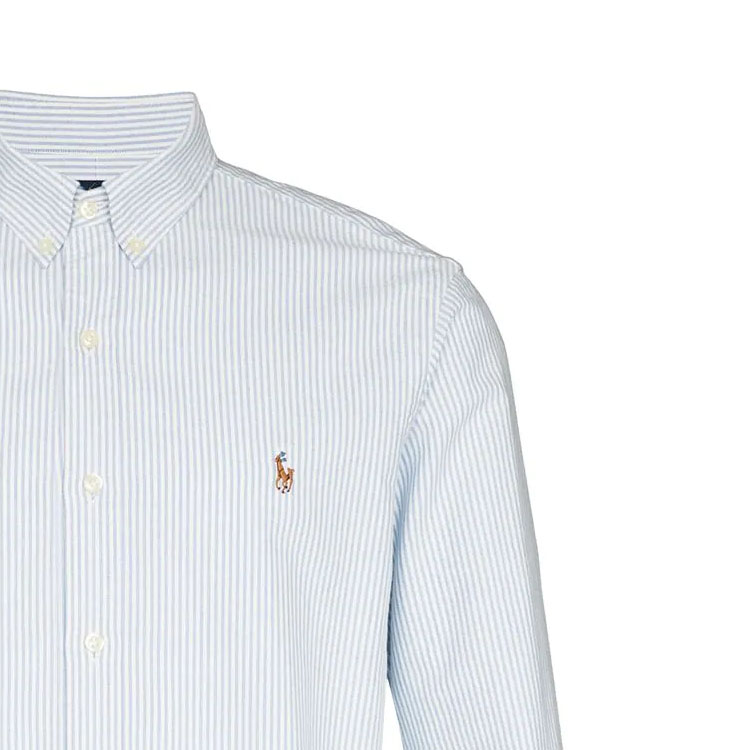 Sizing Polo Ralph Lauren  Light Blue Striped Button-Up Shirt with Logo Embroidery 710549084-009