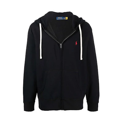 Polo Ralph Lauren Logo Embroidered Zip-Up Hoodie Black. 710813297-001