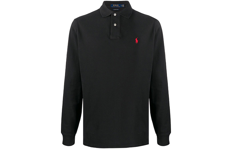Polo Ralph Lauren  Long Sleeve Logo Embroidered Black Polo Shirt. 710680790-045