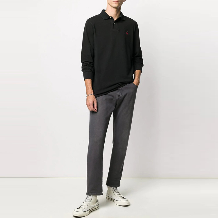 Polo Ralph Lauren  Long Sleeve Logo Embroidered Black Polo Shirt. 710680790-045 圖 4