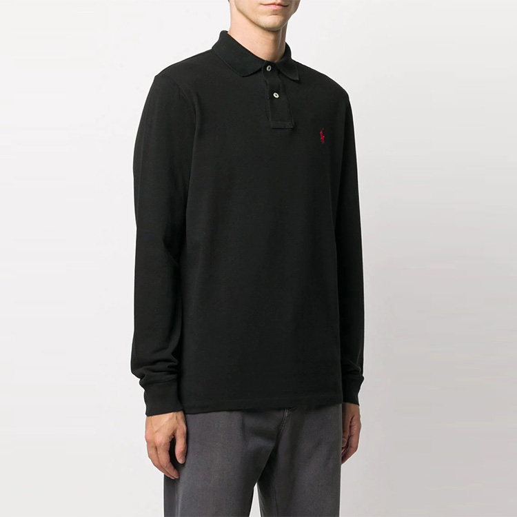 Polo Ralph Lauren  Long Sleeve Logo Embroidered Black Polo Shirt. 710680790-045 圖 5