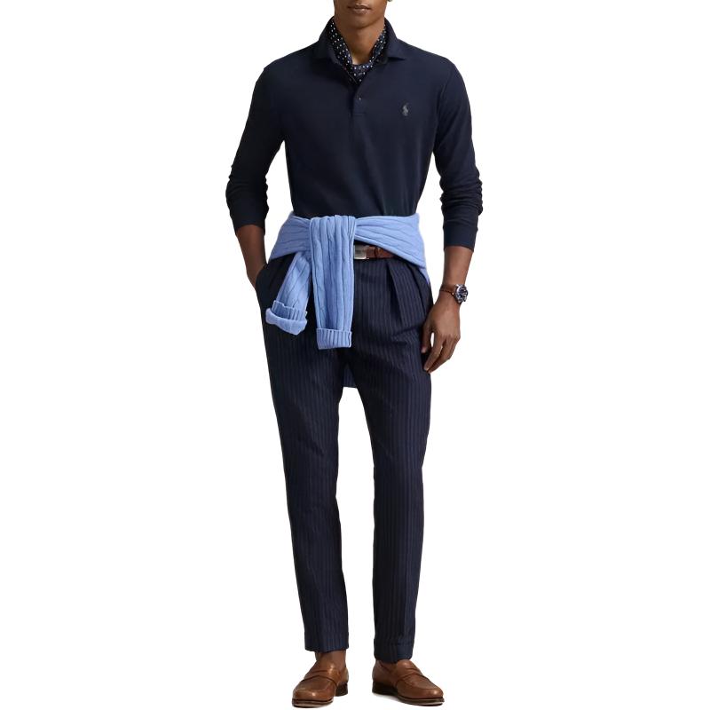 Lookbook 拉夫劳伦长袖刺绣标志纯色翻领衫 710951683-007