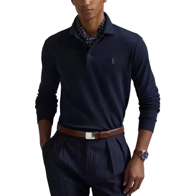 Shop 拉夫劳伦长袖刺绣标志纯色翻领衫 710951683-007