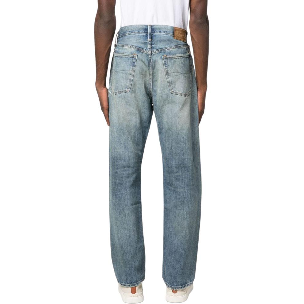 Shop Polo Ralph Lauren 中腰直筒破洞牛仔裤 蓝色 710917207-001