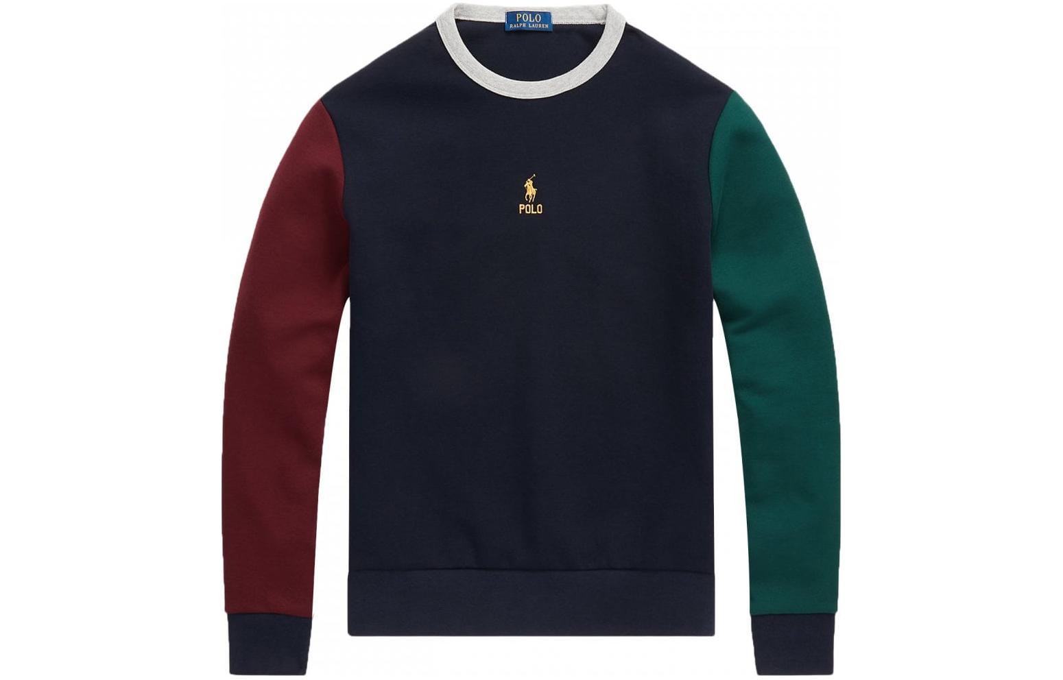 Order Polo Ralph Lauren 海军蓝拼色圆领刺绣标志卫衣 710881504-002