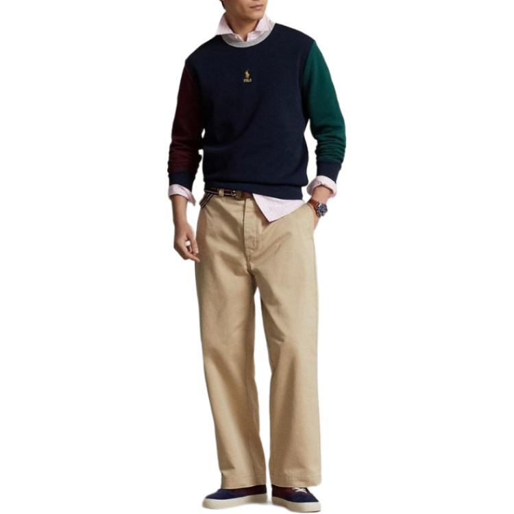 Lookbook Polo Ralph Lauren 海军蓝拼色圆领刺绣标志卫衣 710881504-002
