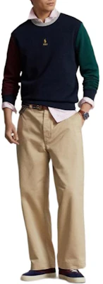 Polo Ralph Lauren 海军蓝拼色圆领刺绣标志卫衣 710881504-002 Lookbook Polo Ralph Lauren 海军蓝拼色圆领刺绣标志卫衣 710881504-002