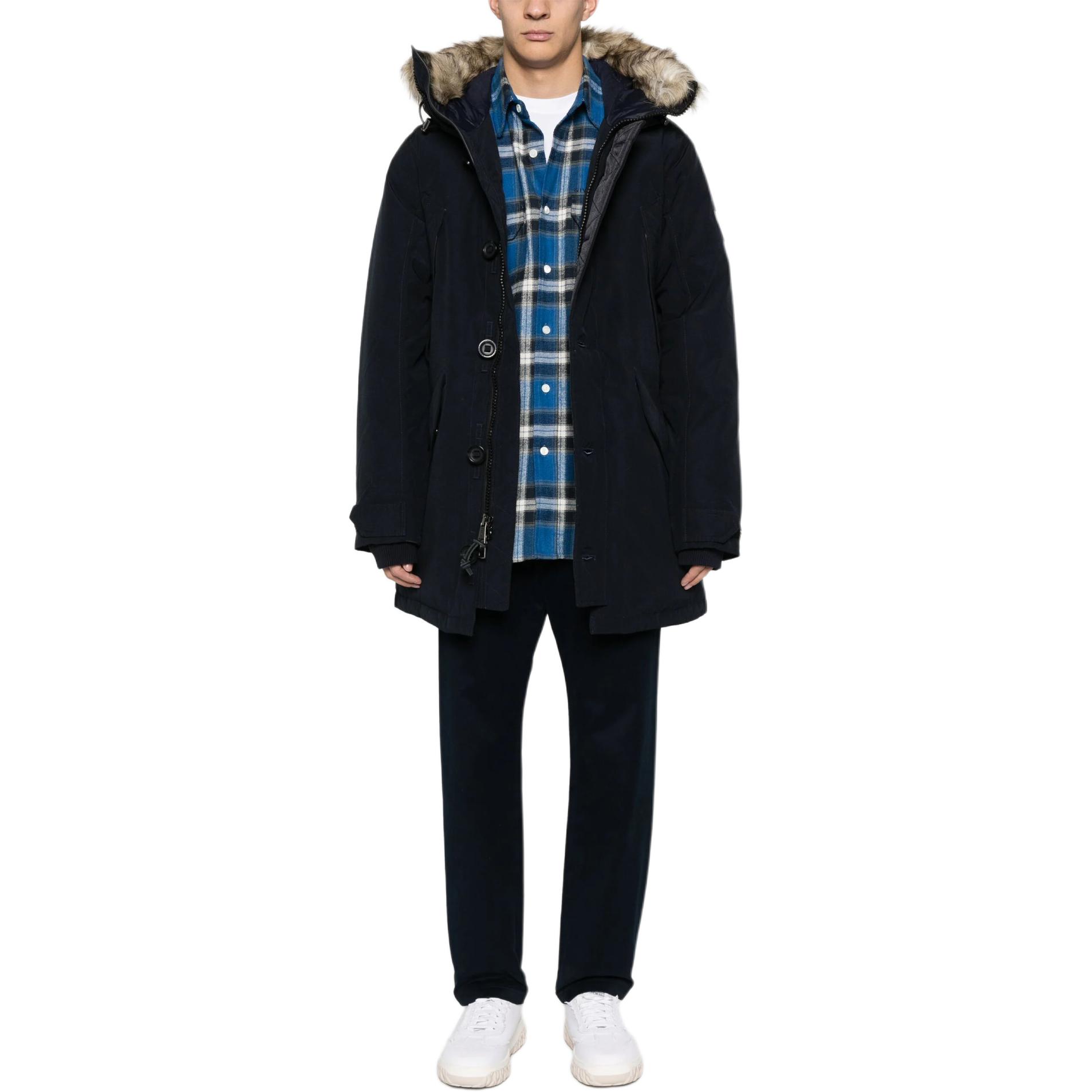 Lookbook Polo Ralph Lauren 海军蓝连帽长袖羽绒夹克带标志. 710756916-006