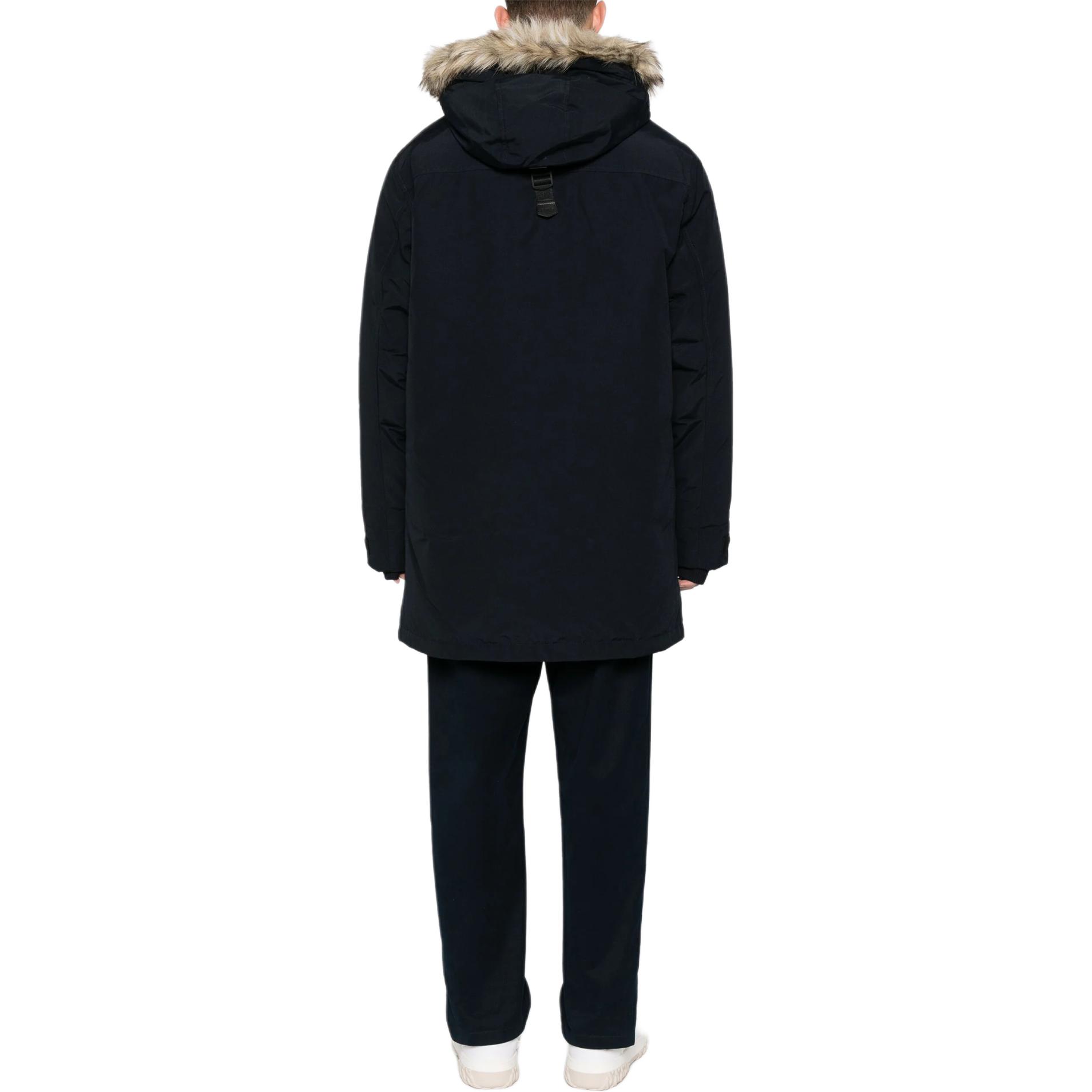 Shop Polo Ralph Lauren 海军蓝连帽长袖羽绒夹克带标志. 710756916-006