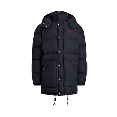 Polo Ralph Lauren Navy Blue Hooded Puffer Jacket with Logo Embroidery. MNPOOTW16020322