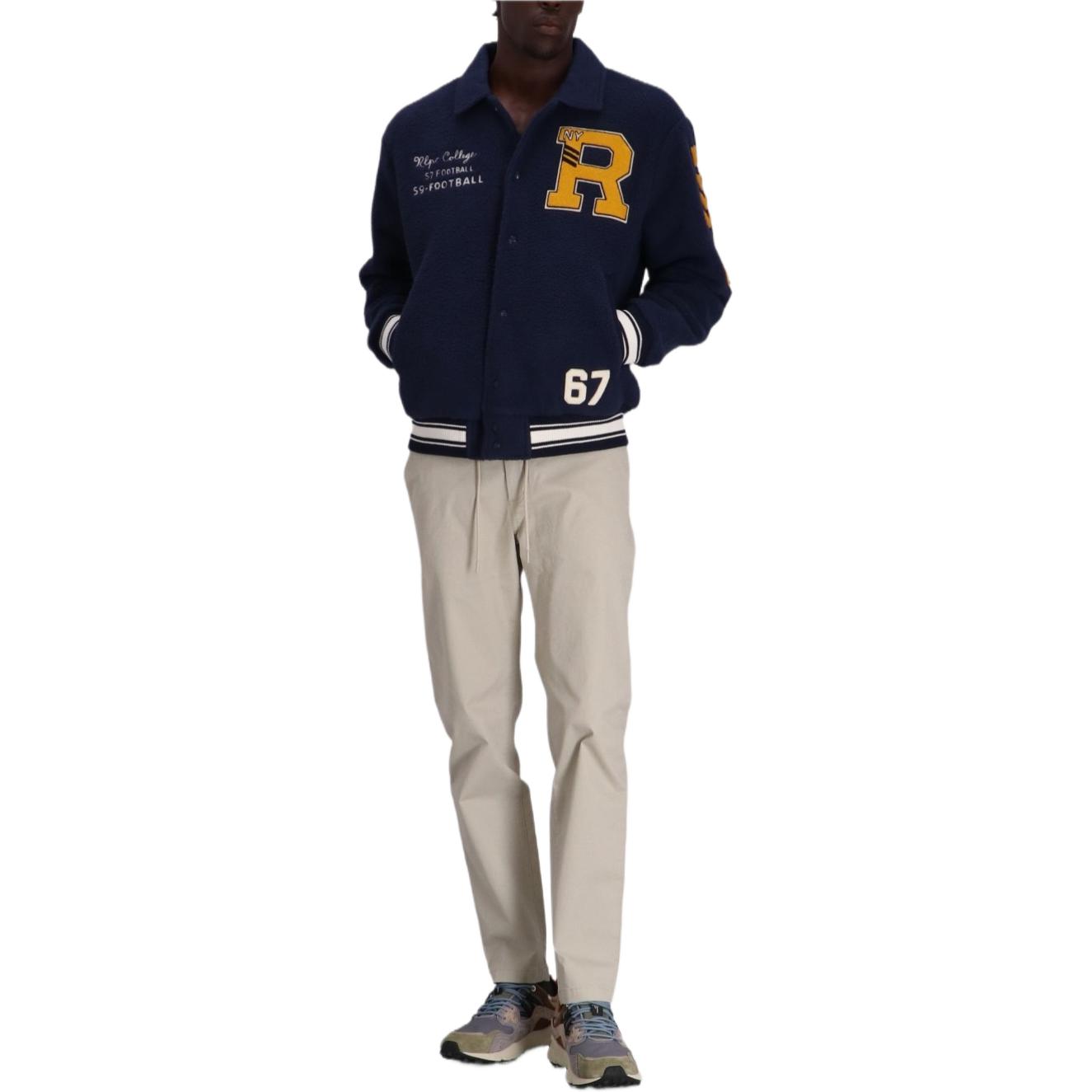 Lookbook Polo Ralph Lauren  Navy Blue Letter Patch Long Sleeve Jacket. 710950793-001