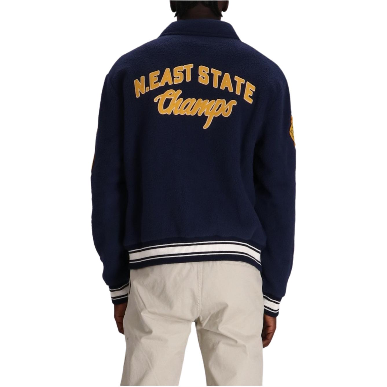 Shop Polo Ralph Lauren  Navy Blue Letter Patch Long Sleeve Jacket. 710950793-001