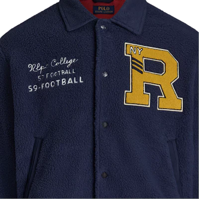 Polo Ralph Lauren Navy Blue Letter Patch Long Sleeve Jacket. 710950793-001 Details for Polo Ralph Lauren Navy Blue Letter Patch Long Sleeve Jacket. 710950793-001