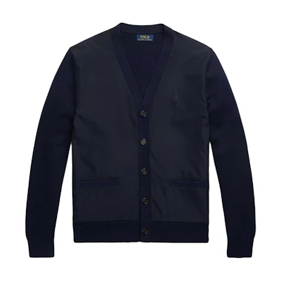 Polo Ralph Lauren Navy Blue V-neck Buttoned Long-Sleeve Knit Sweater 710934447-001