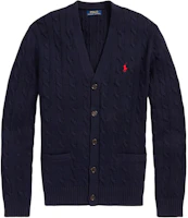 Order Polo Ralph Lauren 海軍藍V領刺繡標誌針織開衫。 710890548-004