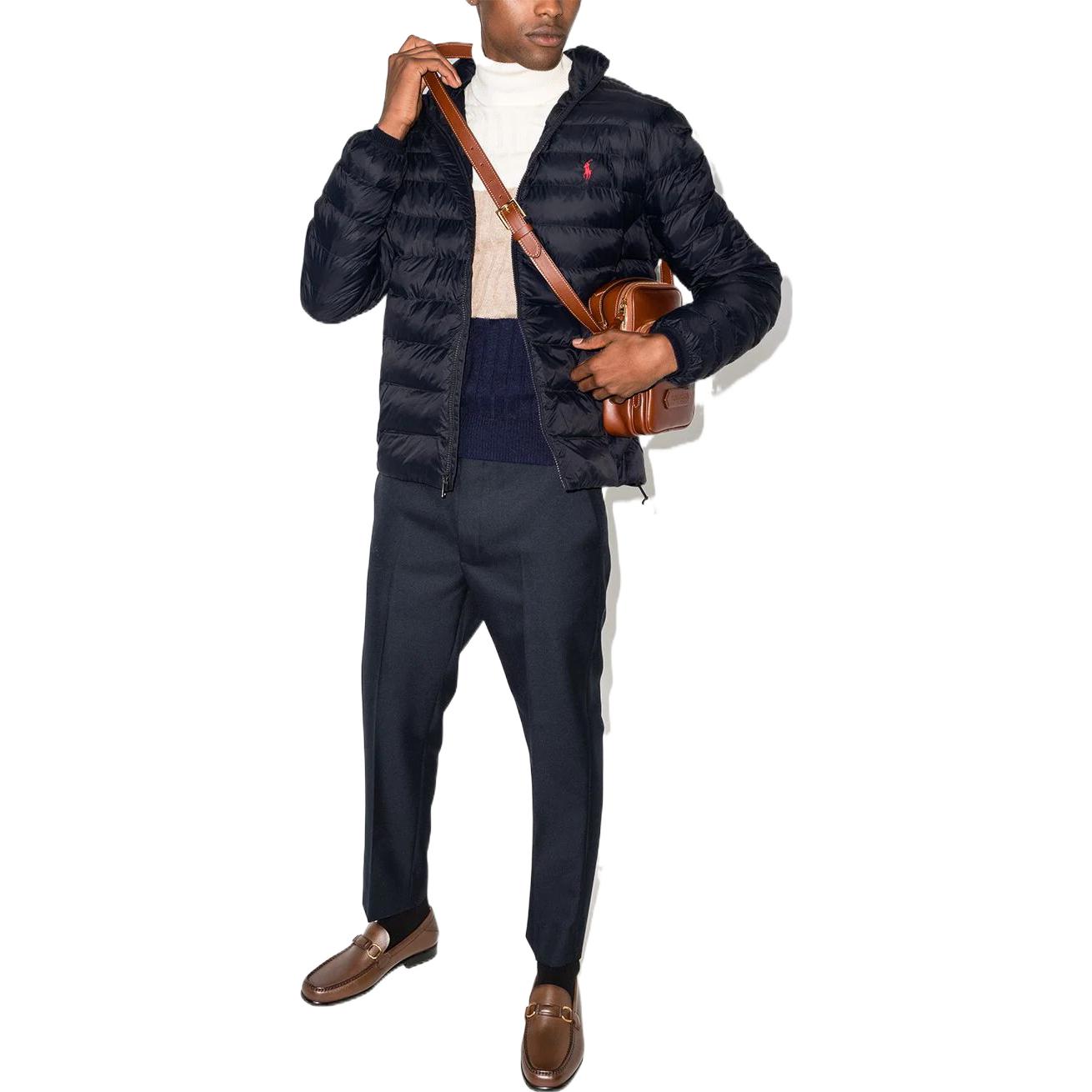 Shop Polo Ralph Lauren 海军蓝长袖冬季拉链夹克外套。 710810897-007