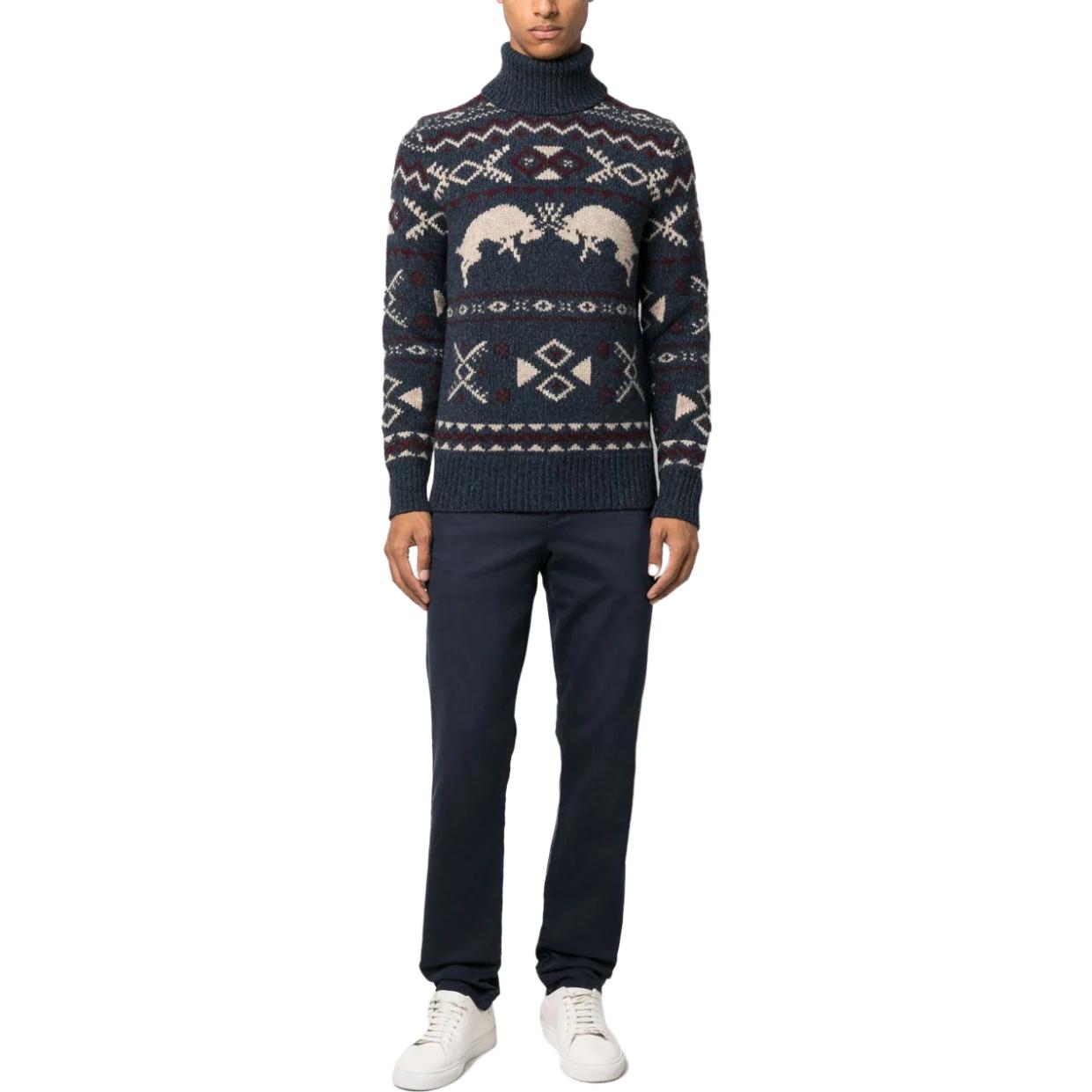 Polo Ralph Lauren  Navy Geometric Animal Pattern Turtleneck Knit Sweater 710919618-001 圖 3
