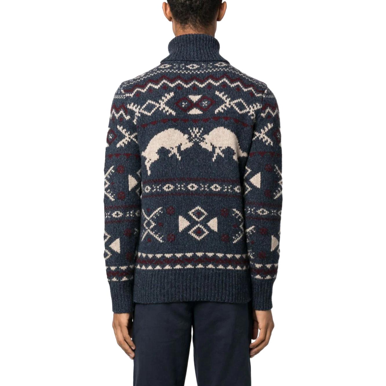 Polo Ralph Lauren  Navy Geometric Animal Pattern Turtleneck Knit Sweater 710919618-001 圖 4