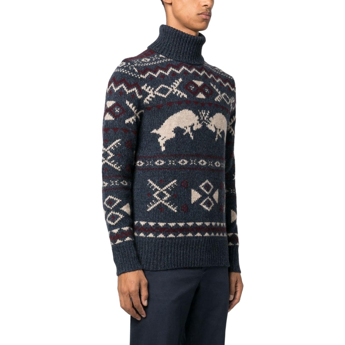Polo Ralph Lauren  Navy Geometric Animal Pattern Turtleneck Knit Sweater 710919618-001 圖 5