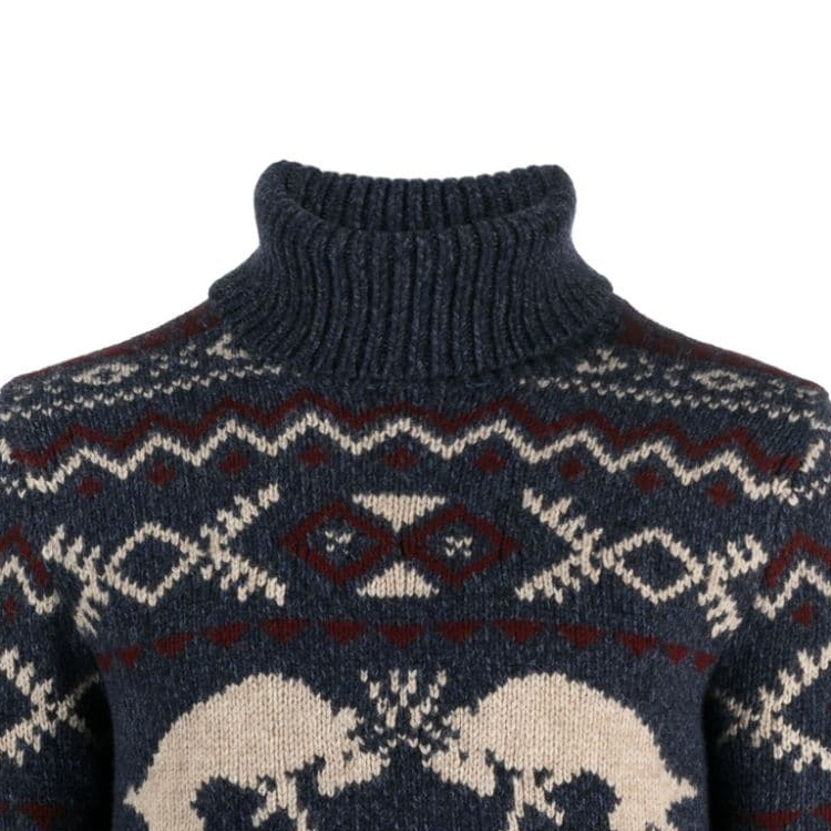 Polo Ralph Lauren  Navy Geometric Animal Pattern Turtleneck Knit Sweater 710919618-001 圖 6