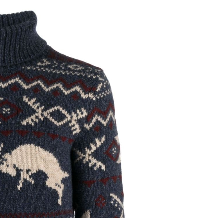 Polo Ralph Lauren  Navy Geometric Animal Pattern Turtleneck Knit Sweater 710919618-001 圖 7