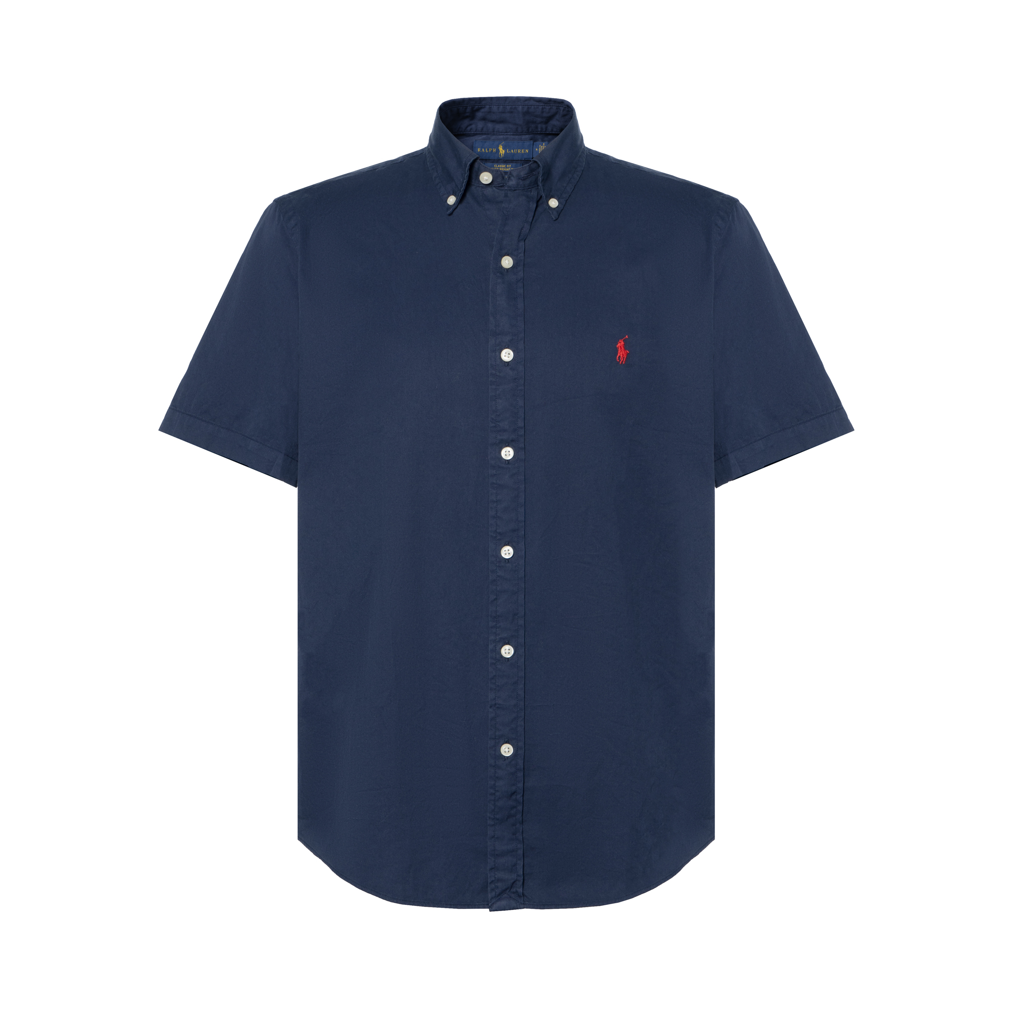 Polo Ralph Lauren  Navy Short Sleeve Shirt with Logo and Button-Down Collar 710914495-006