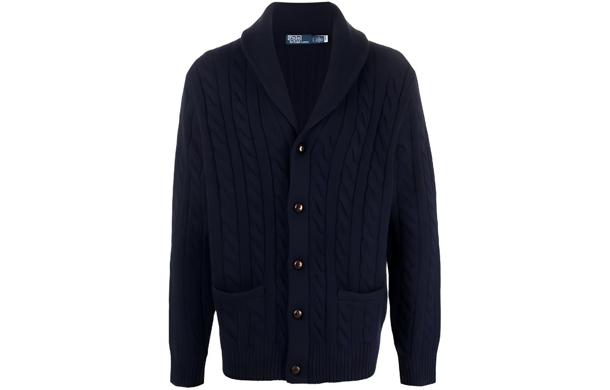 Polo Ralph Lauren  Navy Solid Cable-Knit Button-Up Cardigan Sweater 710917036-001