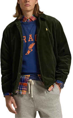 Polo Ralph Lauren Olive Solid Corduroy Coach Jacket. MNPOOTW16021451- Shop Polo Ralph Lauren Olive Solid Corduroy Coach Jacket. MNPOOTW16021451-