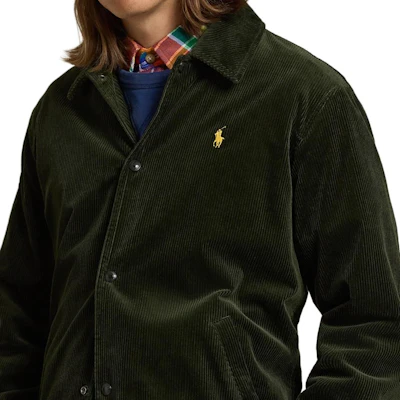 Polo Ralph Lauren Olive Solid Corduroy Coach Jacket. MNPOOTW16021451- Details for Polo Ralph Lauren Olive Solid Corduroy Coach Jacket. MNPOOTW16021451-