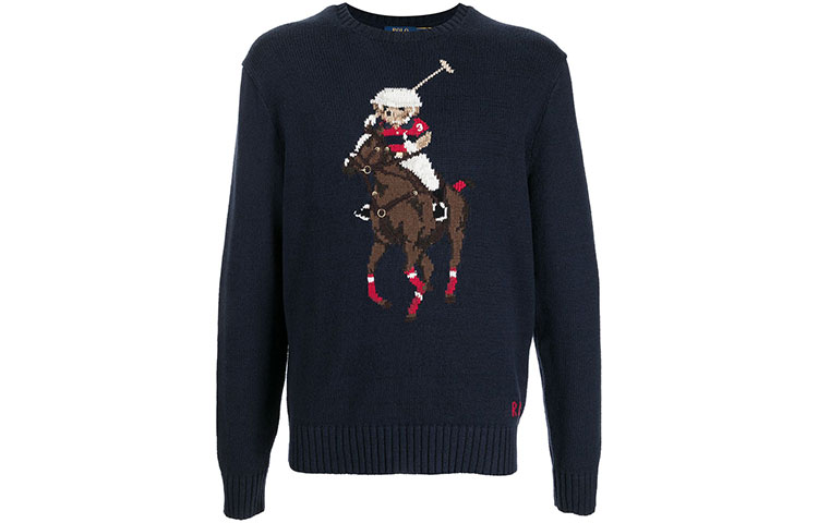 Order Polo Ralph Lauren 深藍色圖案圓領針織毛衣 710834685-001
