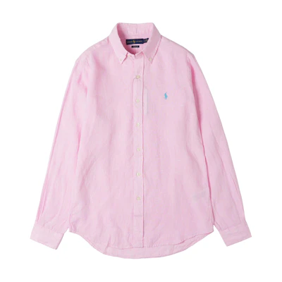 Polo Ralph Lauren Pink Long Sleeve Shirt with Embroidered Logo. 710937402-007