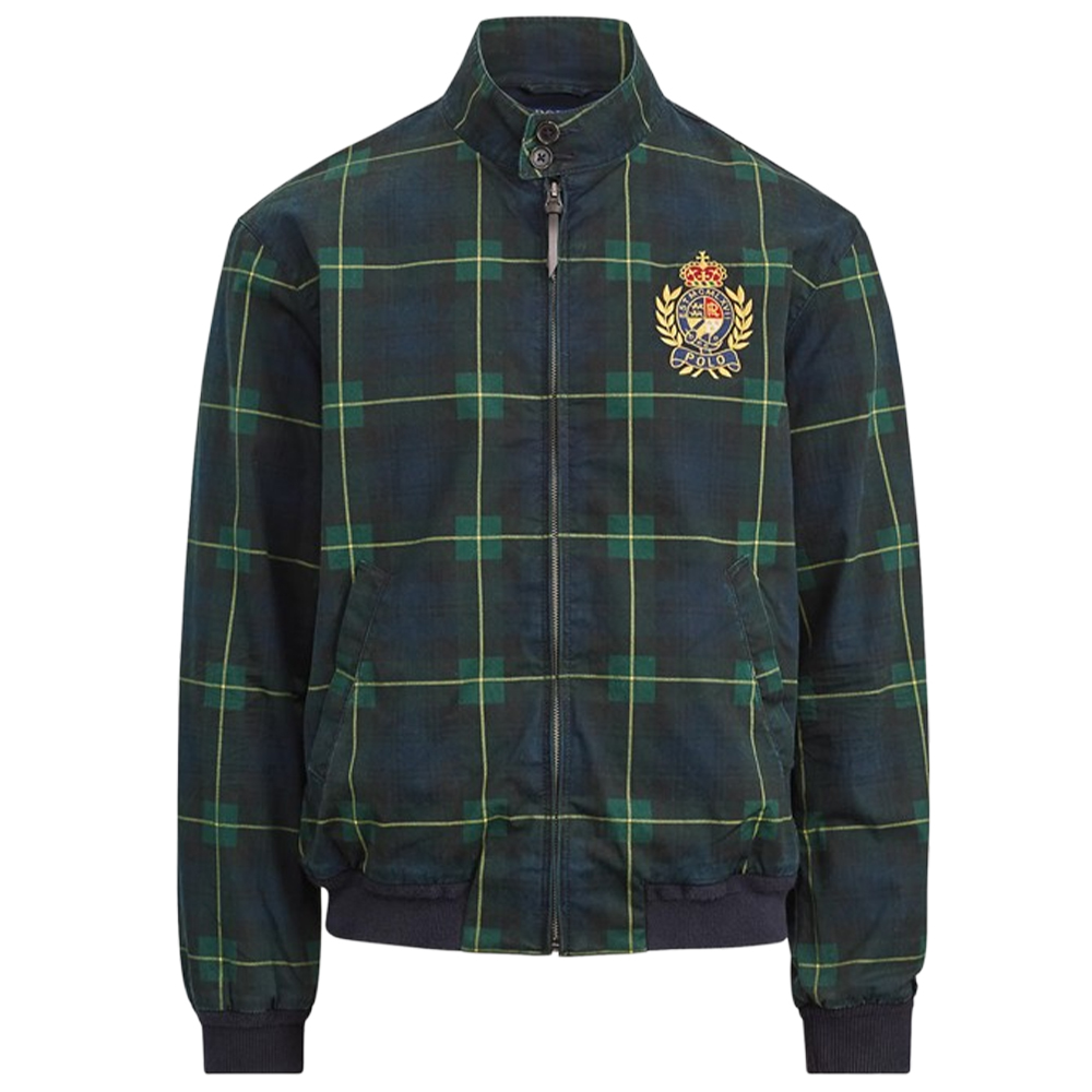 Polo Ralph Lauren  Plaid Badge Zip-Up Jacket Retro Green Long Sleeve MNPOOTW16010337D82