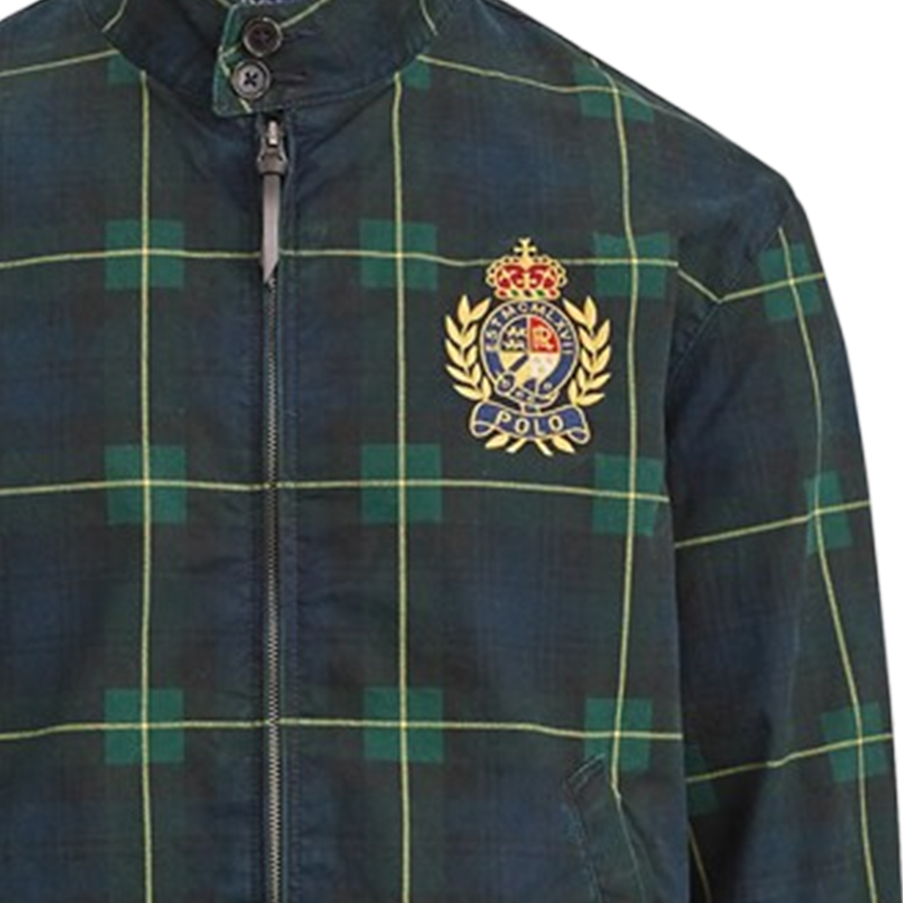 Details for Chaqueta Verde Retro Polo Ralph Lauren Cuadros Insignia Cremallera Manga Larga MNPOOTW16010337D82