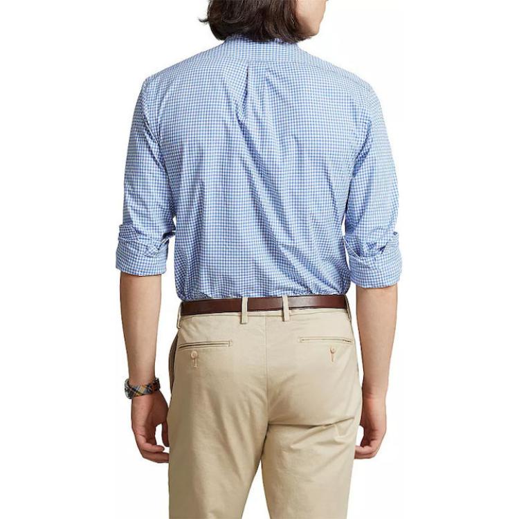 Polo Ralph Lauren  Plaid Logo Print Button-Up Shirt Light Blue Long Sleeve 710928255-004 圖 4