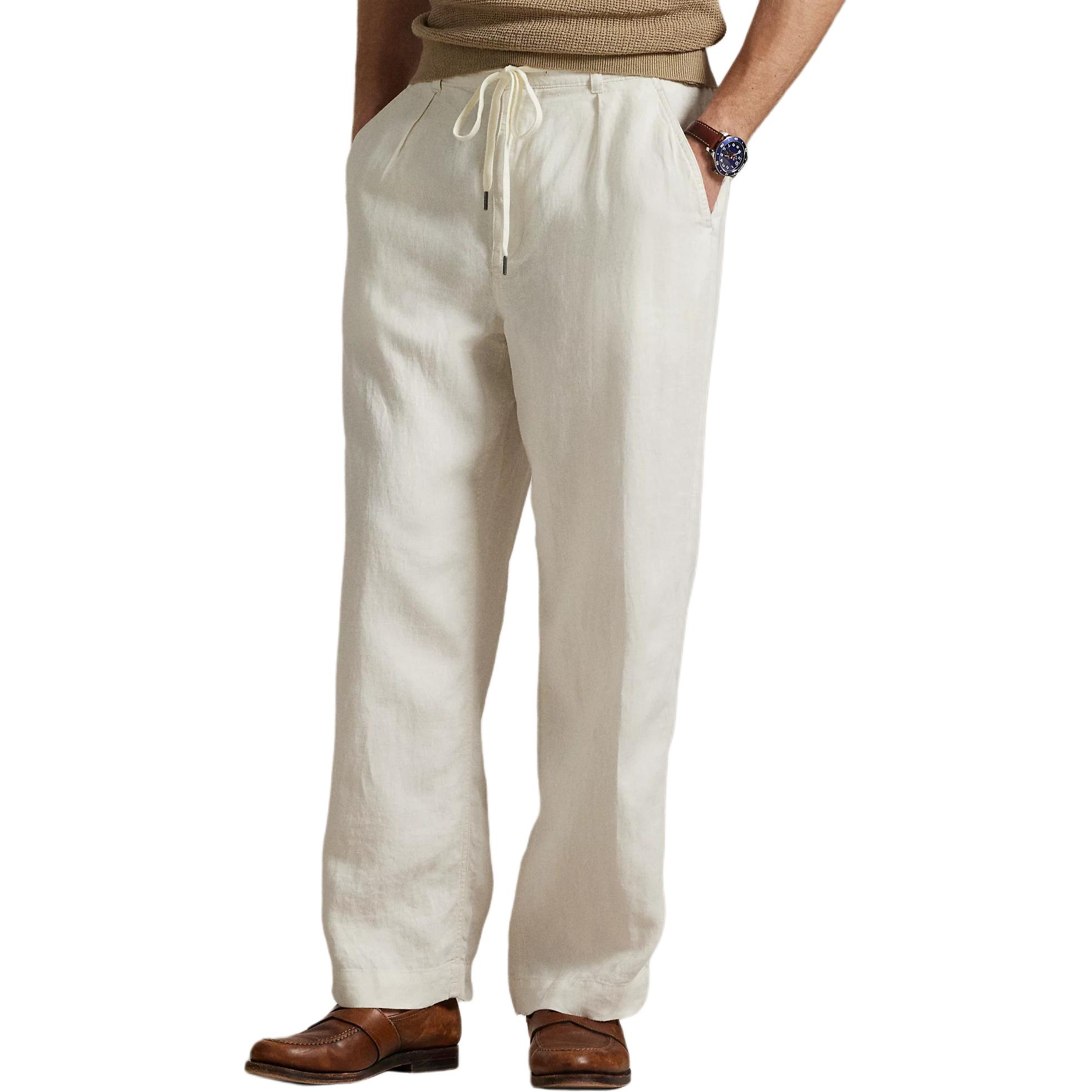 Lookbook Polo Ralph Lauren Celana Linen Lipit Warna Cream Celana Kasual. 710971941-002