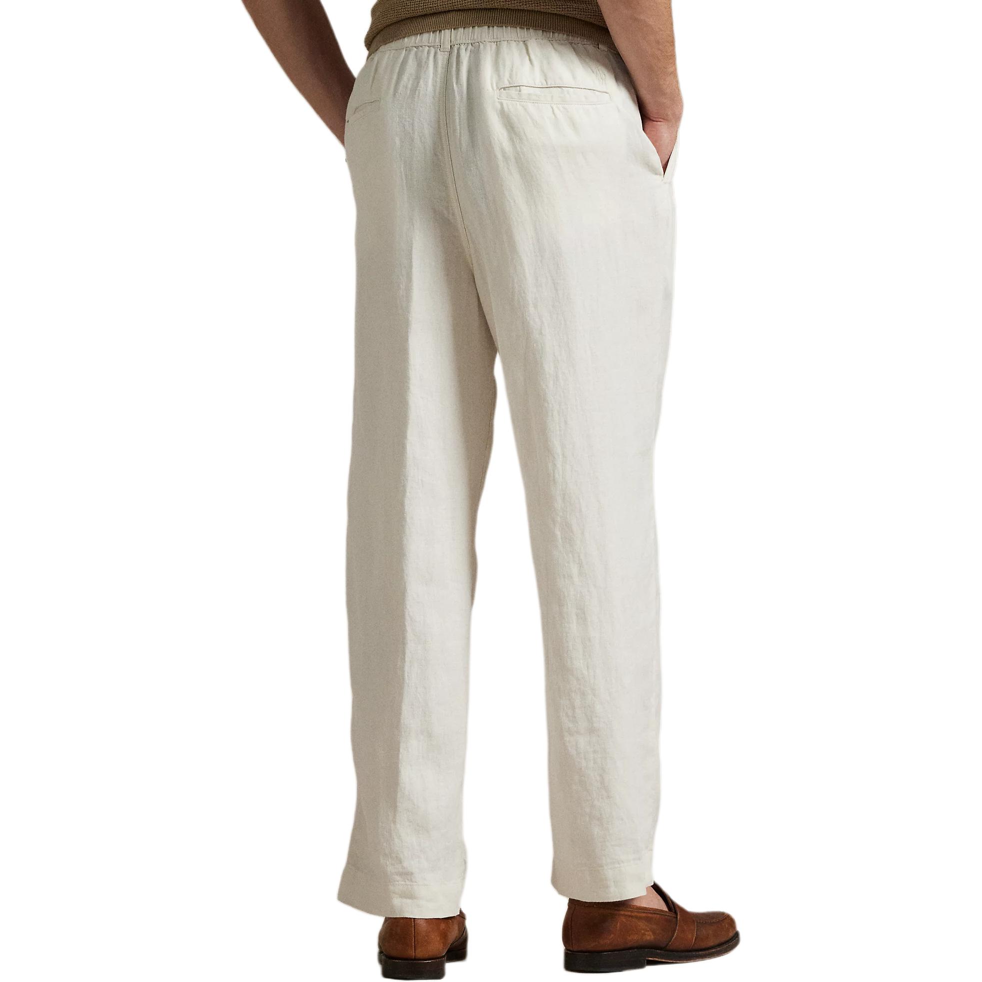 Shop Polo Ralph Lauren Celana Linen Lipit Warna Cream Celana Kasual. 710971941-002